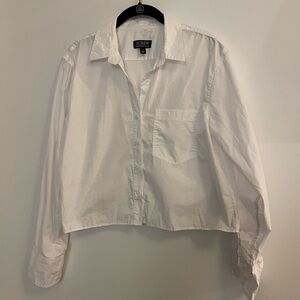 J. Crew cropped white button down blouse